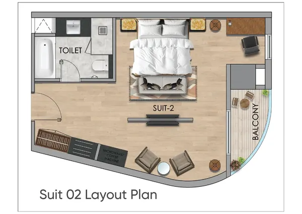 Mall of Aligarh studio apartment – suite 02 layout plan